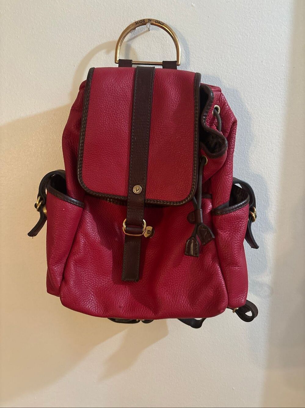 Valentina Red Leather Backpack